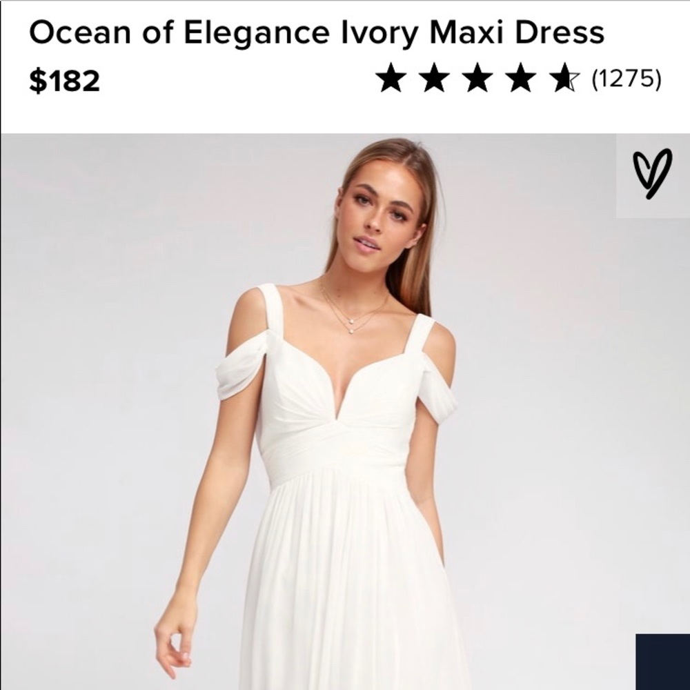 White floor length dress- off the shoulder straps